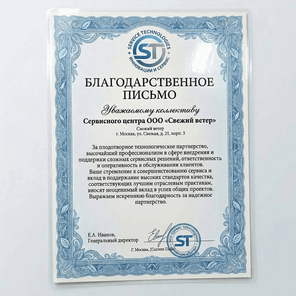 Благодарность от Vestfrost Technologies